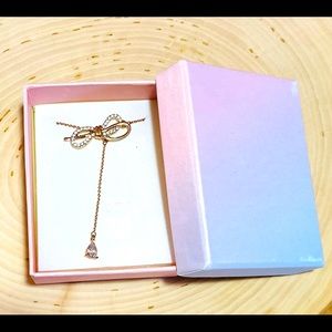 925 Rhinestone choker Bow necklace gold plated NIB